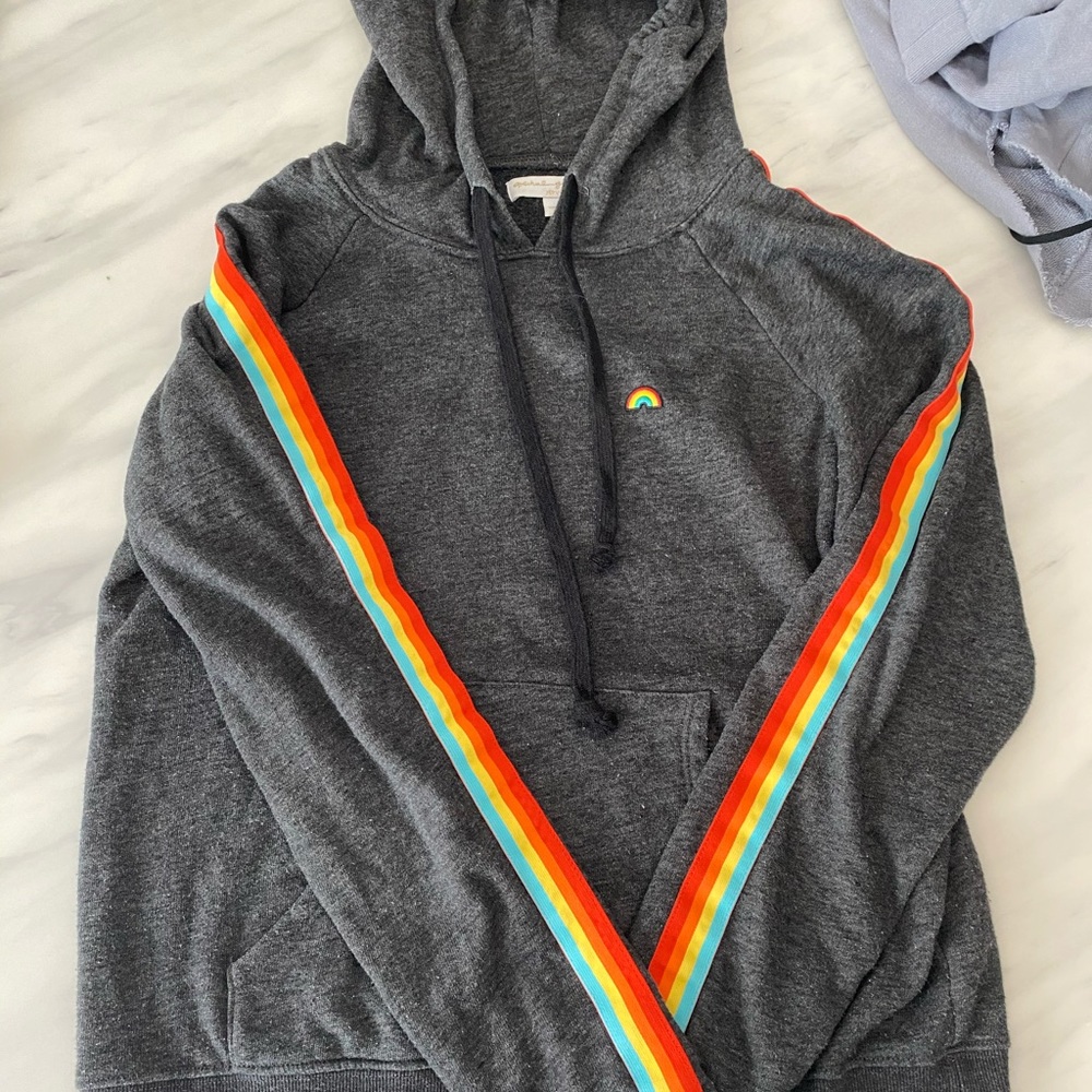 Spiritual gangster rainbow stripe hoodie